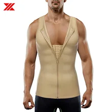 HEXIN мужской неопреновый жилет для похудения, Корректирующее белье, тренировочный пояс, триммер, компрессионный, 2 стальных крючка на молнии