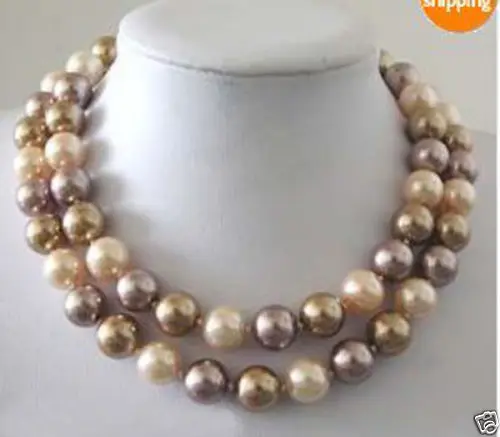 

FREE SHIPPING>>>@@ > N1409 12mm Multicolor Shell Pearl Necklace