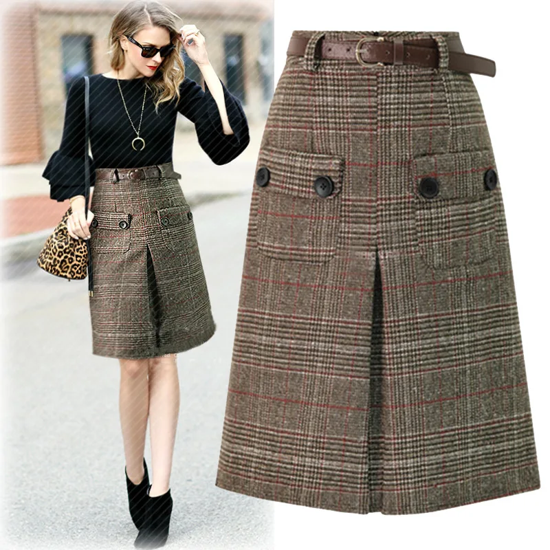 Skirts Womens Print Plaid Skirt 2017 Geometric Pri...