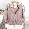 Hooded Thin Sweater Cardigan Women Silk Linen Spring  Summer Lace Up V-neck Short Design Loose Cape Cardigans Outerwear Female ► Photo 2/6