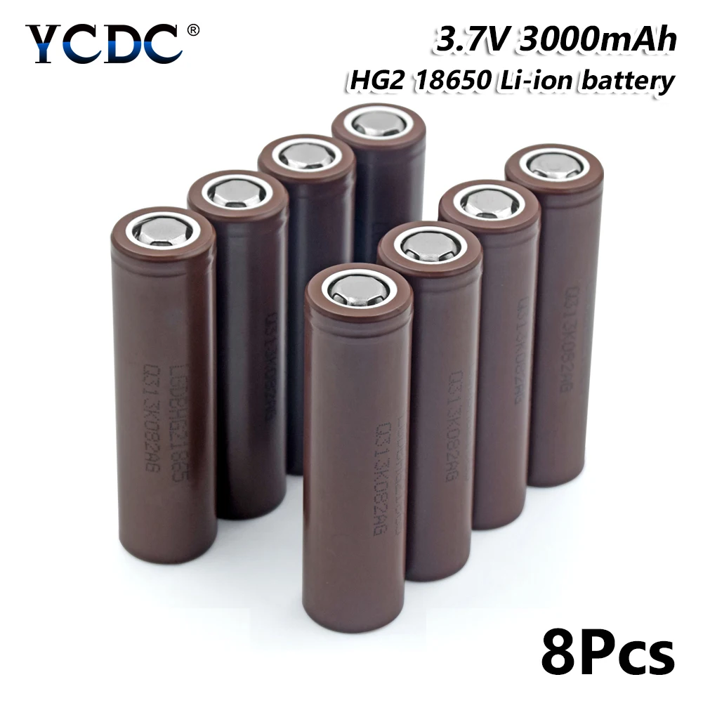 

8x Rechargeable 18650 HG2 Lithium Battery 3.7V 3000mAh For Torch Headlamp for Laser Pen LED Flashlight Cell battery holder