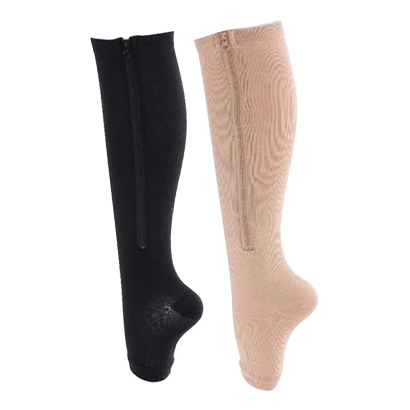 Nice! Women Fitness Stovepipe Socks Zipper Compression Yoga Socks Zip
