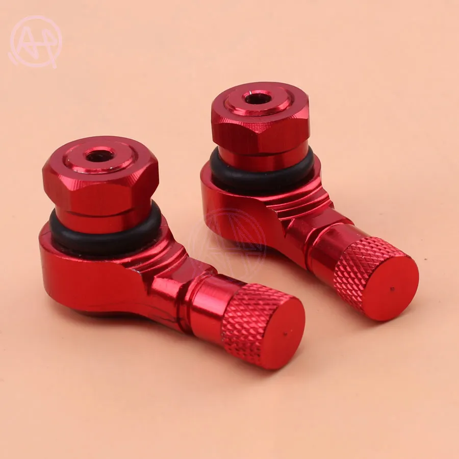 CNC Aluminum Red Motorcycle Wheel Tire Valves Stem Air Tyre Cap 10mm 90
