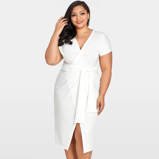 women's plus size white sundress