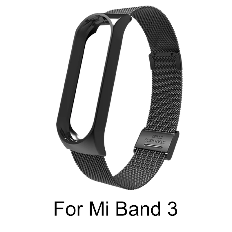 Для Xiaomi mi band 4 металлический ремешок из нержавеющей стали для mi Band 4 ремешок с пряжкой для Xiaomi mi Band 3 аксессуары браслет - Цвет: Mi 3 Buckle Black