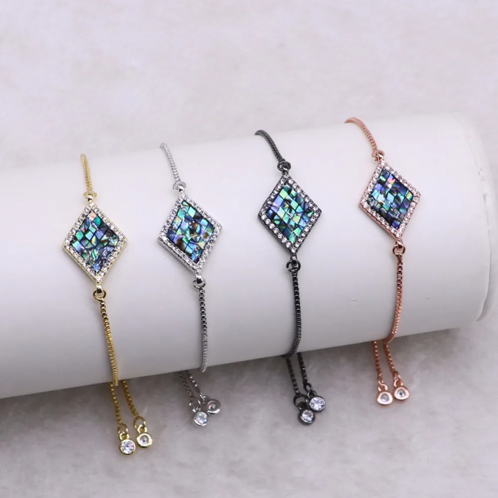 Wholesale Jewelry bracelet Micro pave square charms bracelet Mix color