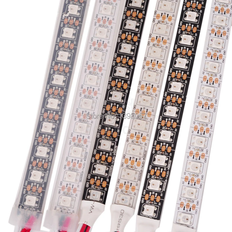 

DC5V 5050 RGB WS2812B 1m/3/4m/5m 30/60/74/96/144 pixels/leds/m Smart led pixel strip,Black/White PCB,WS2812,IP30/IP65/IP67