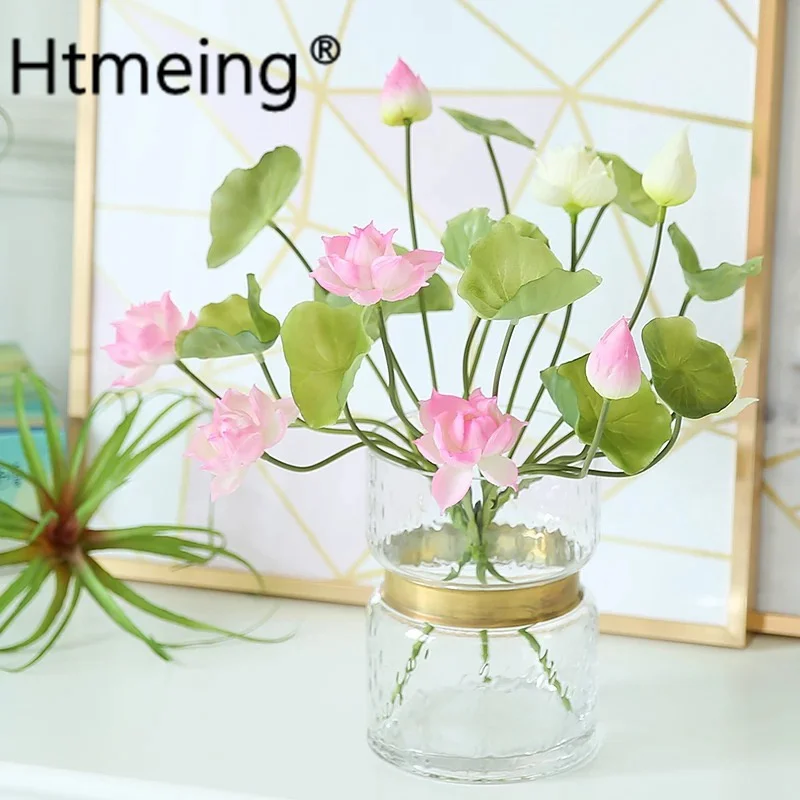 Htmeing Artificial Lotus Flowers Real Touch Spring Summer Decoration