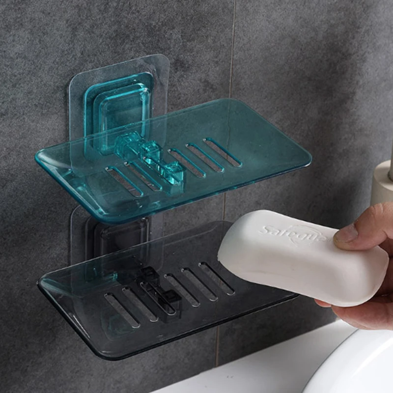 

1 Pcs Single Layers Soap Rack Strong Sucker Soap Dish Plastic Drain Rack Sponge Storage Rack Wall Mounted Bathroom Accessories