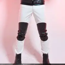 Тонкие мужские черные и белые строчки кожаные брюки индивидуальные прямые джинсы ребенок/s-xl