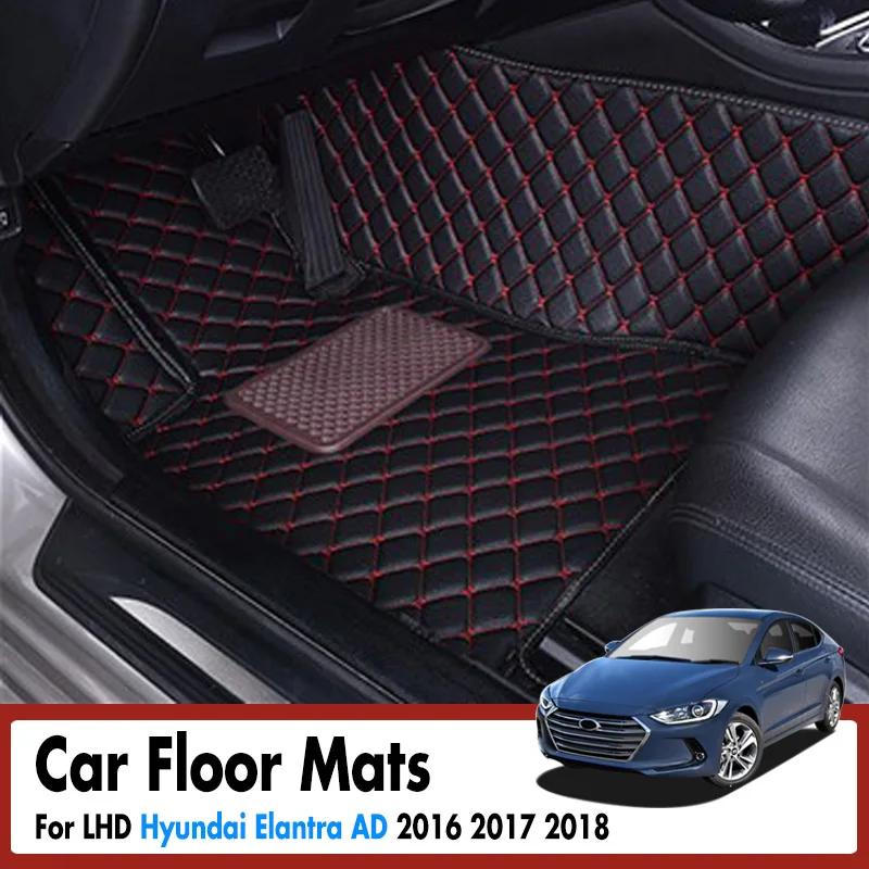 

Car Floor Mats For Hyundai Elantra AD 2016 2017 2018 Car Floor Mats Leather Rugs Interior Auto Mat Covers Accessories LHD