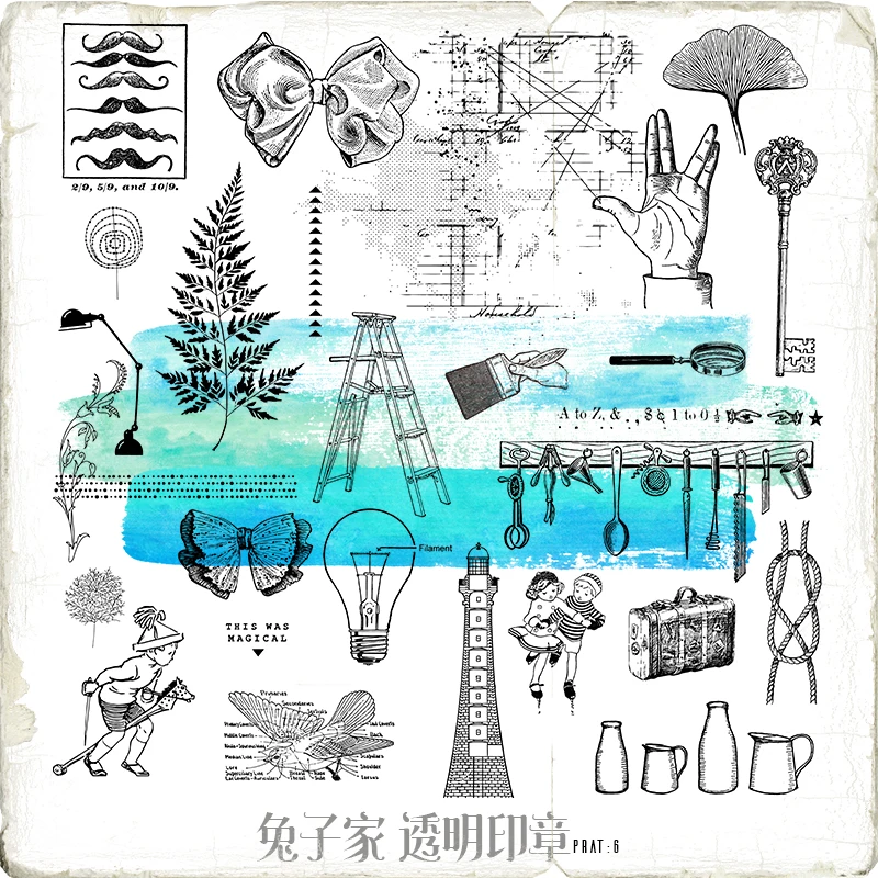 

Vintage alphabet Sewing machine kitchen ware Butterfly plant tower Transparent Clear Silicone Stamp/Seal DIY scrapbooking album