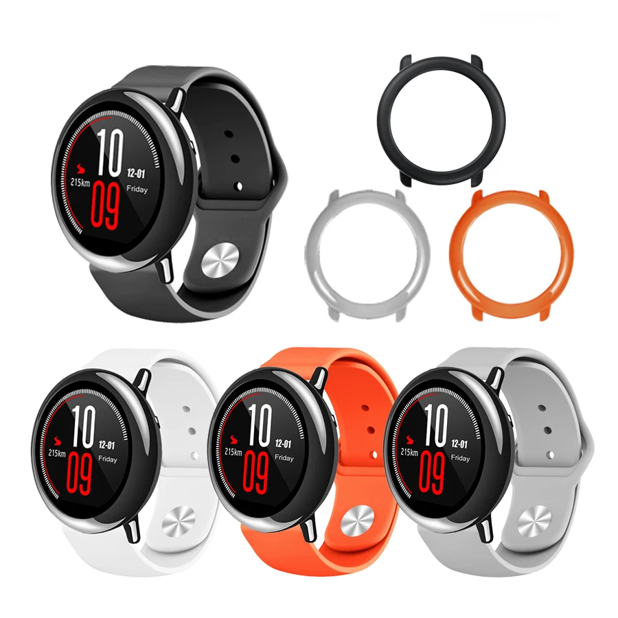 

2 in 1 For Amazfit Bip Strap Silicone Watch Band Bracelet+PC Protective Case Cover Frame for Xiaomi Huami Amazfit Pace Accessory