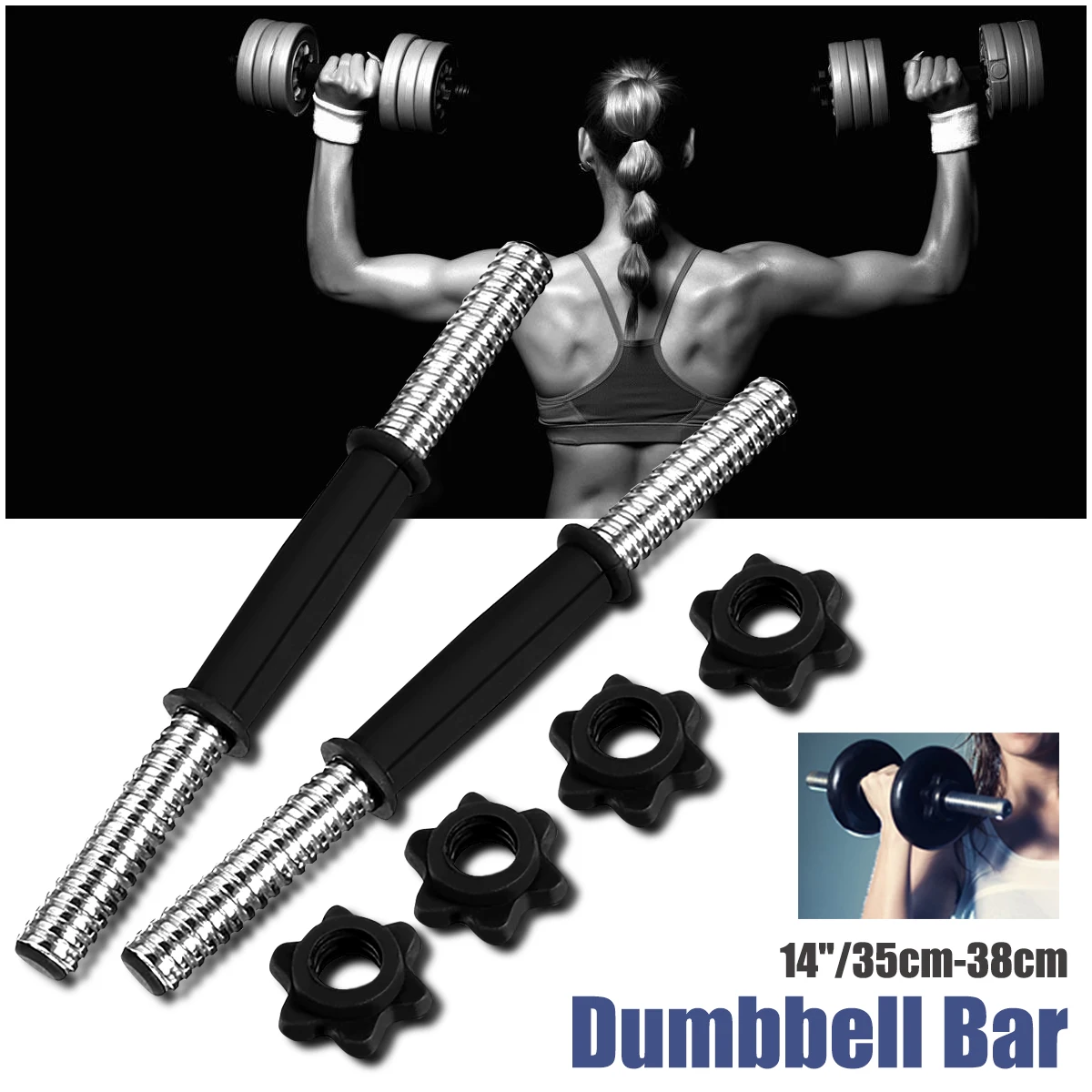 

Dumbbell Bar Solid Steel Weight Lifting Vinyl Spinlock Collar Set for Gym Barbells Dumbbell Bars Weight Lifting Sports Training