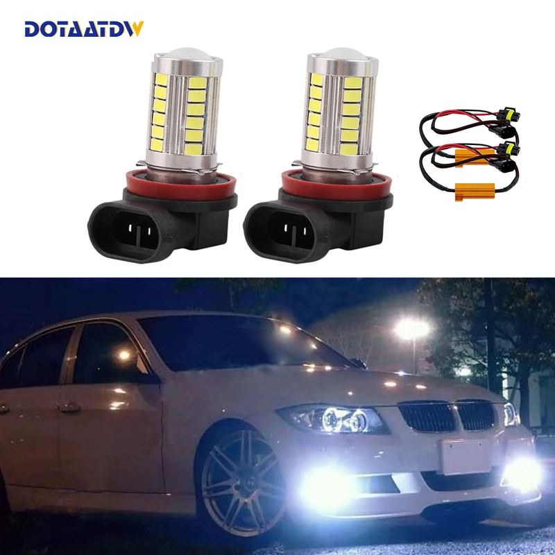 DOTAATDW 2x H8 H11 LED canbus 5630 лампы отражатель зеркальный дизайн для противотуманных фар