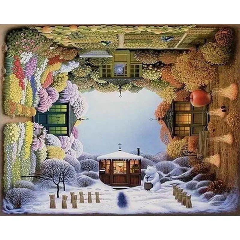 

Frameless Landscape Season DIY Painting By Numbers Modern Wall Art Handpainted Oil Painting Gift For Home Decor 40x50cm Artworks