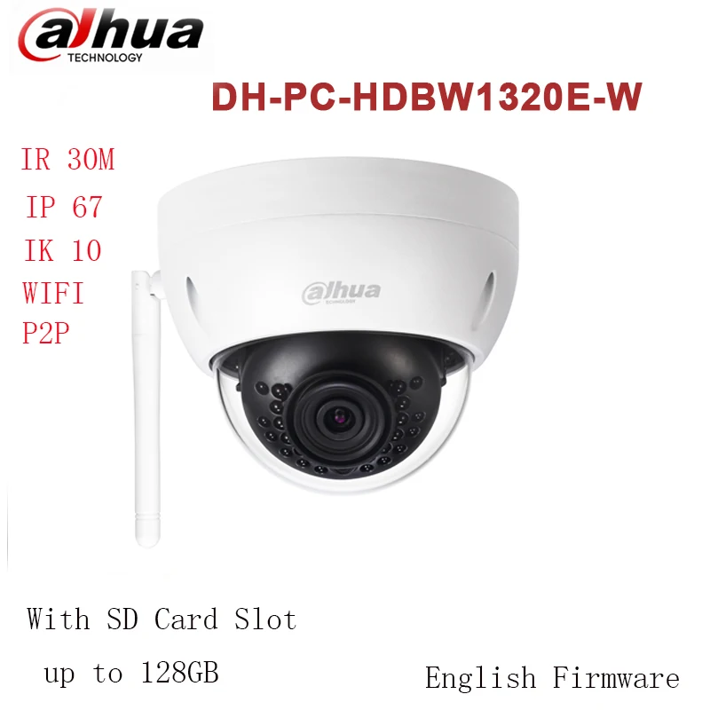 

Original Dahua 3MP IPC-HDBW1320E-W dome IP Camera wifi Network IR security cctv Dome IP CCTV Camera Support wifi P2P Camera