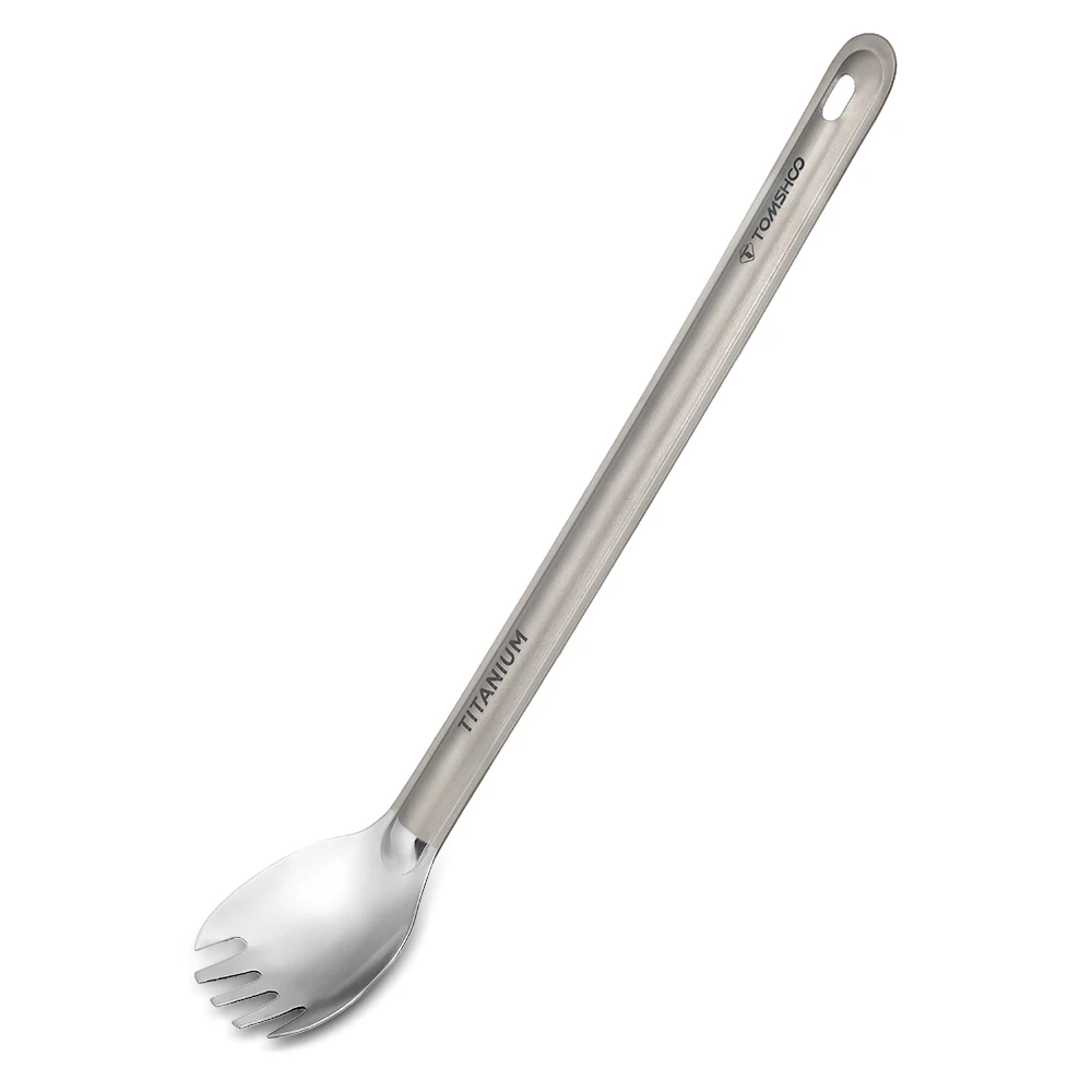 TOMSHOO Titanium Fork Spoon Long Handle Outdoor Portable Matte Finish