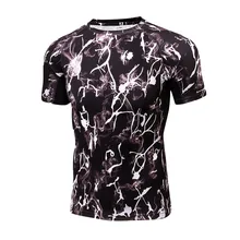 YEL новые мужские спортивные футболки с принтом эластичные; компрессионные футболки для бега мужские дышащие быстросохнущие футболки для тенниса