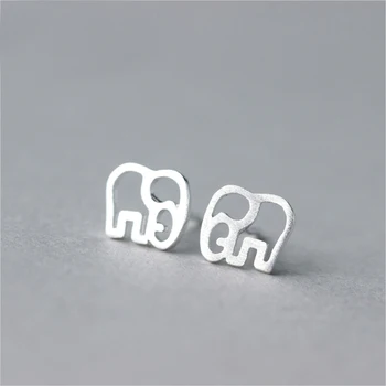 

MloveAcc Creative Novelty 925 Sterling Silver Earrings Women Fashion Simple Hollow Cartoon Elephant Earrings Girls Gifts