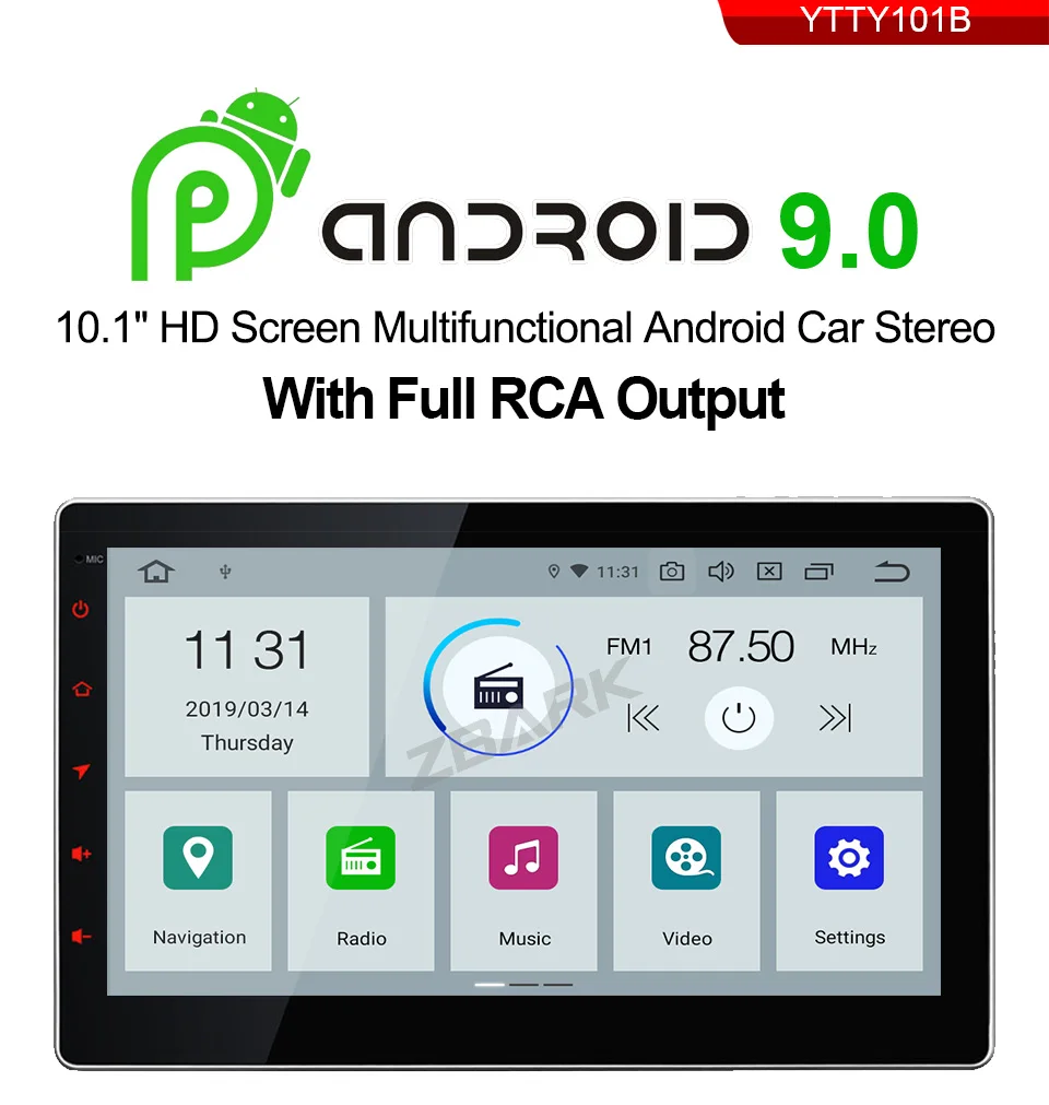 10,1 дюймовый Android 9,0 двойной 2 Din универсальный gps навигатор автомобильный стерео плеер радио YHTY101B