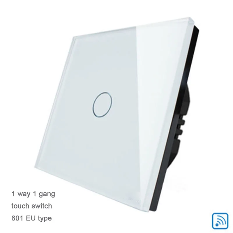 EU Standard Switch Crystal Glass wall touch Panel Luxury White free shipping 1 Gang Way | Обустройство дома