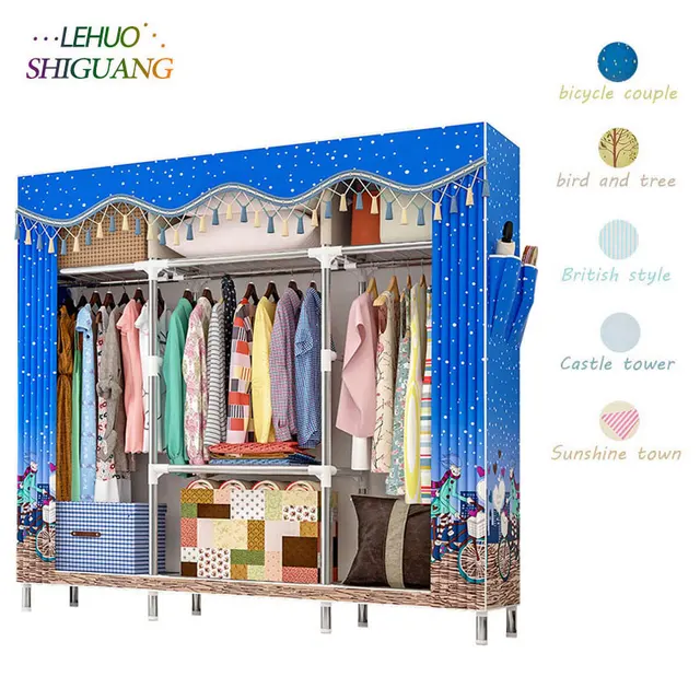 Special Offers 25MM Bold Round Tube Cloth Wardrobe Simple Assembly Peach Skin Velvet Dust-proof Storage Cabinet Home Furniture Special Offers 25MM Bold Round Tube Cloth Wardrobe Simple Assembly Peach Skin Velvet Dust-proof Storage Cabinet Home Furniture