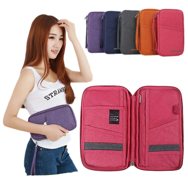 

5 Colors Durable Unisex Canvas Passport Bags Credit Card Tickets Storage Bag Wallet Bag For Travel Purse Organizer