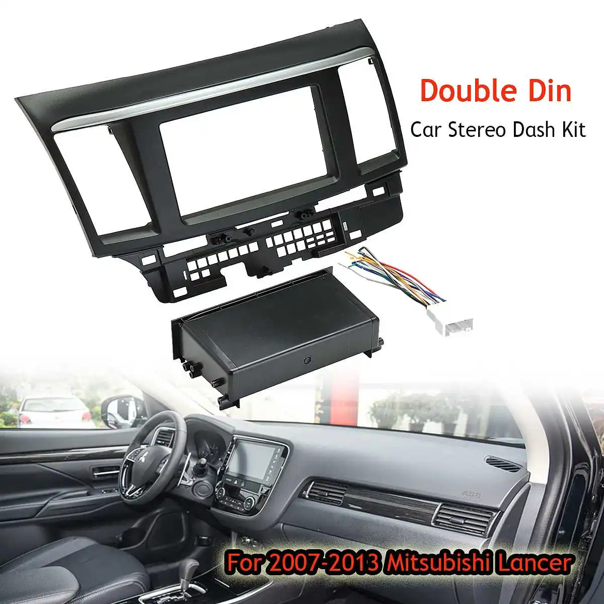 

Car Stereo Single Double Din Dash Wiring Harness Kit Black for Mitsubishi Lancer 2007-2013 Installation dash kit