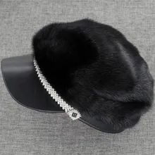 Новая женская модная шапка из натурального меха норки и овечьей кожи