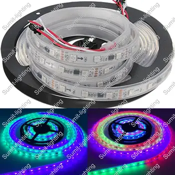 

5M 12V 5050 SMD WS2811 IC 48LED/M Dream Color Digital LED Strip,10mm White PCB, IP67 Silicone Waterproof, 16pcs ws2811 ic/meter