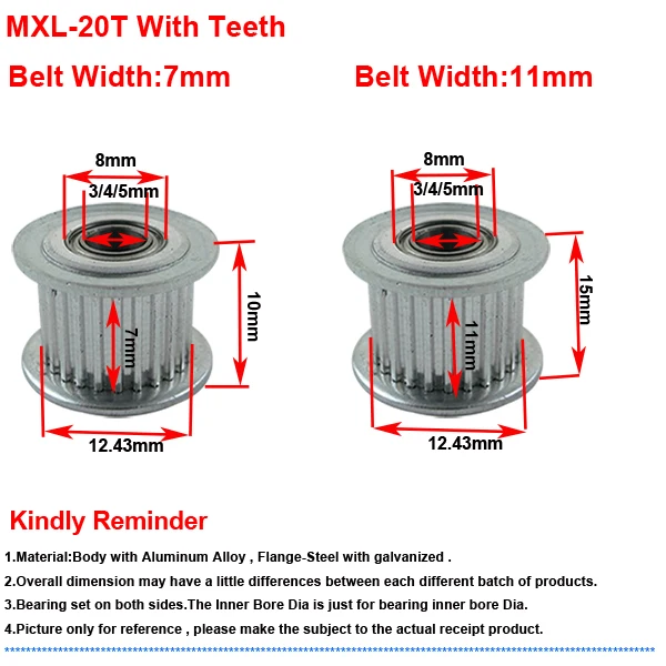 LUPULLEY MXL Зубчатый Ремень натяжной шкив 20 т диаметр 3 мм 4 мм 5 мм с подшипником 3d принтер для 20 зубьев зубчатый ремень 2 шт./лот