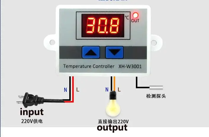 W3001 контроллер температуры цифровой светодиодный AC 220 В DC 12 В/24 В термометр термо контроллер переключатель зонд Макс 10 А