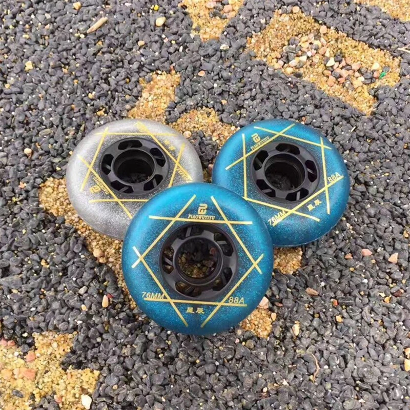 

New Arrival Sky Stars 88A Skating Wheel with ILQ-9 Bearing Blue Silver PU Inline Skate Wheels ILQ9 608 Bearings Asphalt Slide