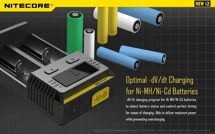 NITECORE Новый I2 батарея Смарт зарядное устройство дорожные наборы для li-ion/IMR Nicd 16340 10440 AAA 14500 18650 26650 с кодом аутентификации