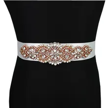Роскошные розами ручной работы с украшением в виде кристаллов свадебные пояса с жемчужные бусины тесьма со стразами свадебный пояс, лента для Свадебный ободок платье для выпускного вечера