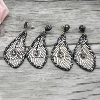 

5 Pairs Fashion leaf drop earrings hollow out earrings Paved Rhinestone Crystal Charm Dangle Jewelry for women ER676