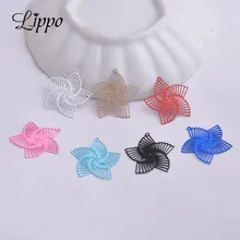 100 Uds AB1298 de filigrana de latón pintado flor encantos de Metal azul marino colgante rojo DIY filigrane pour fabricación bijoux
