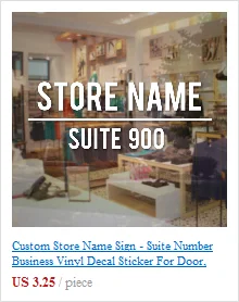 Пользовательские название магазина знак-число люкс Бизнес виниловая наклейка Стикеры для двери, окна, и т. д. Водонепроницаемый росписи для Стекло BS03
