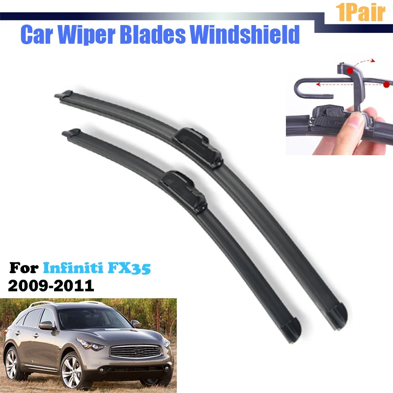 2Pcs Auto Soft Rubber Wiper Blades For 2009 2011 Infiniti FX35 Car