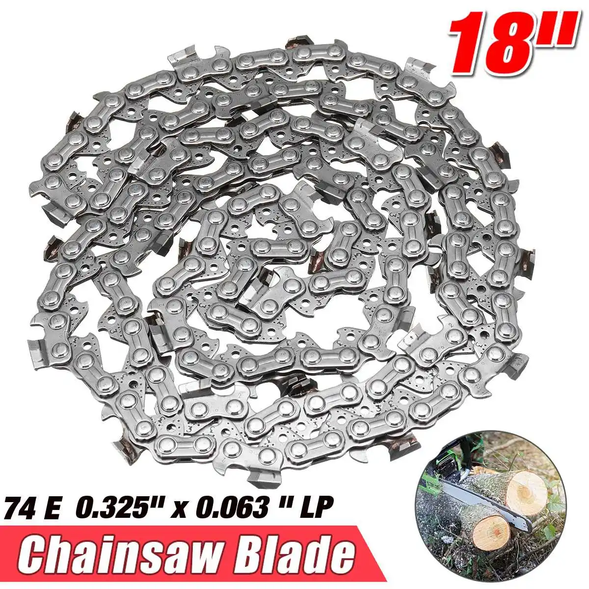 

14/18 inch 52DL/74E Garden Chain Saws Alloy Solid Carbide Chainsaw Chain Link Bar 3/8 x 0.050/0.325" x 0.063 LP Power Tool parts