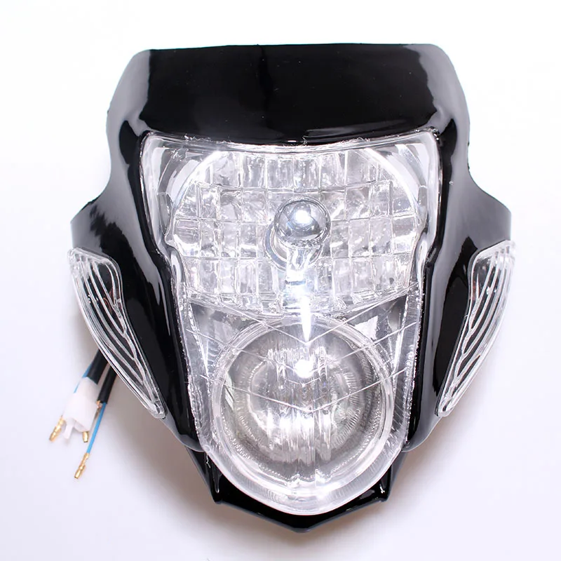 Universal Custom Motorcycle Stunt Streetfighter Black Headlight w/Signal For Suzuki Bandit 400 600 1200 GSF Dirt Bikes