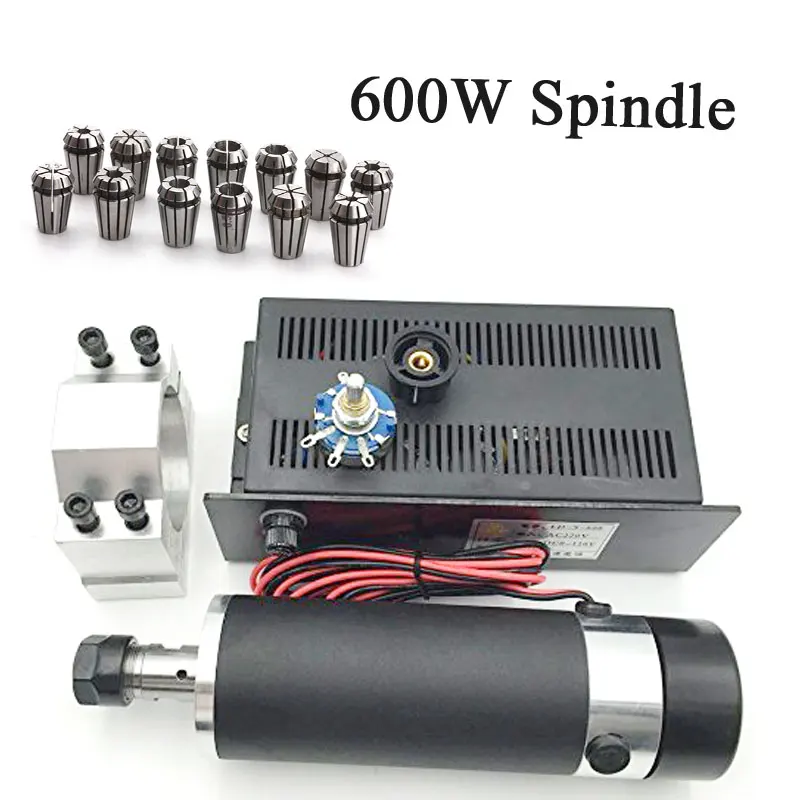 

Free Shipping 600w spindle motor DC spindle collet for cnc support MACH 3 adjust speed engraving machine drilling