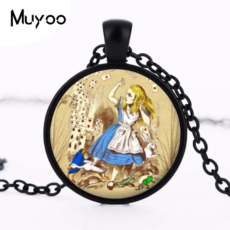 

Alice In Wonderland Logo Necklace Pendant Picture Vintage Chain Choker Statement Necklace Women Jewelry Gifts AL-CW1 HZ1