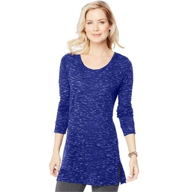 Hanes O9300 Womens Lightweight Space-Dye Vented Tunic Top Out of The Blue Spacedye - Extra Large