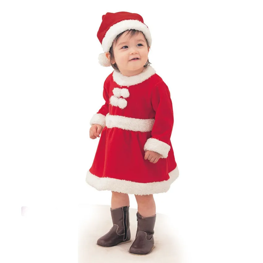 Зимнее рождественское платье для маленьких девочек+ шапка, Рождественский комбинезон для мальчиков, красный комбинезон для новорожденных+ шапочка со снеговиком, одежда для маленьких девочек 15