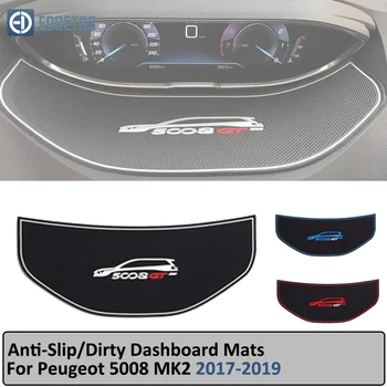 

For Peugeot 5008 MK2 2017 2018 2019 Anti-Slip Rubber Mat Dashboard Mats Protection Accessories 5008 II 2 SUV 2nd Gen Stickers