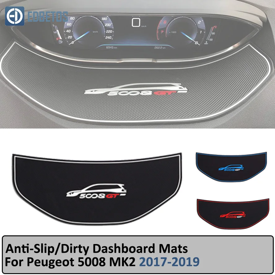 

for Peugeot 5008 MK2 2017 2018 2019 Anti-Slip Rubber Mat Dashboard Mats Protection Accessories 5008 II 2 SUV 2nd Gen Stickers