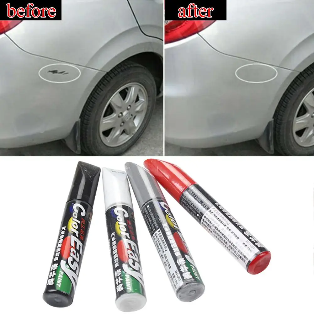 12ML Car Paint Scratches Repair Pen Brush Waterproof Paint Marker Pen Car Tread Care Automotive Maintain Black White Red Silver