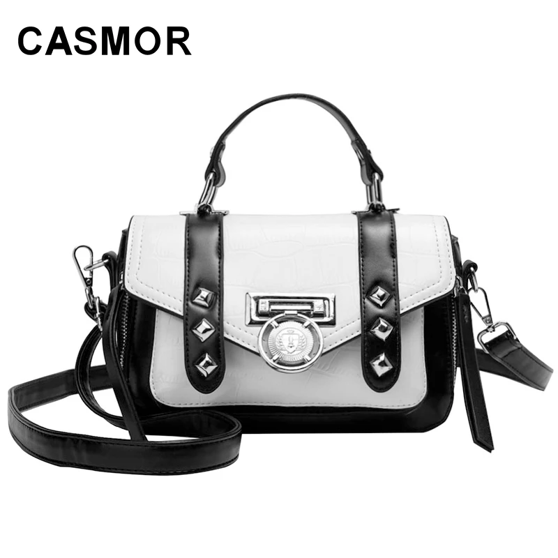 

CASMRO Women Punk Handbags 2019 Fashion Brand Rock Panelled Rivet Vintage Female High Quality Shoulder Crossbody Bags